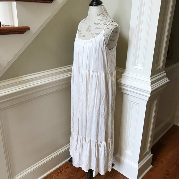 Z Supply Lido Slub Midi Maxi Dress Womens Medium Cream Ivory Sleeveless Tiered - Picture 8 of 15